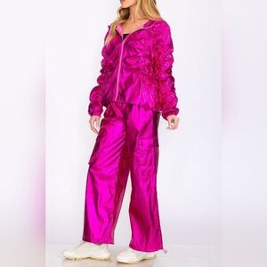 Mettalic Rushed 2 PC Jacket and Pant Set